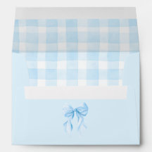 Elegant Soft Light Blue Bow and Gingham Pattern