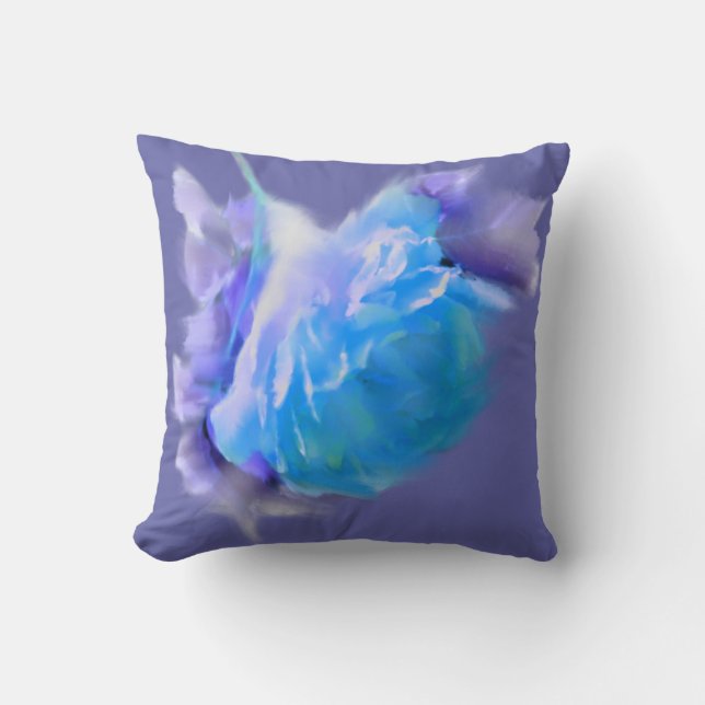 Elegant soft light blue rose with purple  cushion (Front)