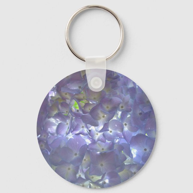 Elegant soft light purple floral purple hydrangeas key ring (Front)