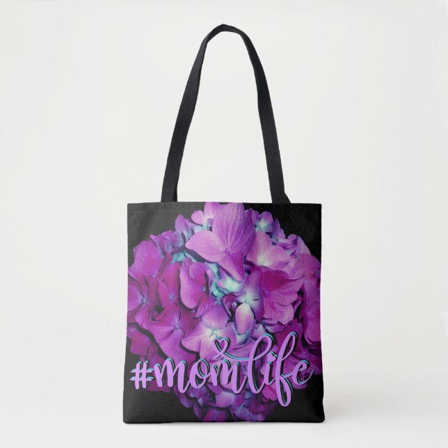 Elegant soft Magenta teal floral hydrangeas Tote Bag (Front)
