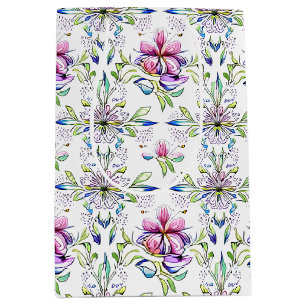 Elegant Soft Orchid Floral Pattern - Stylish Medium Gift Bag