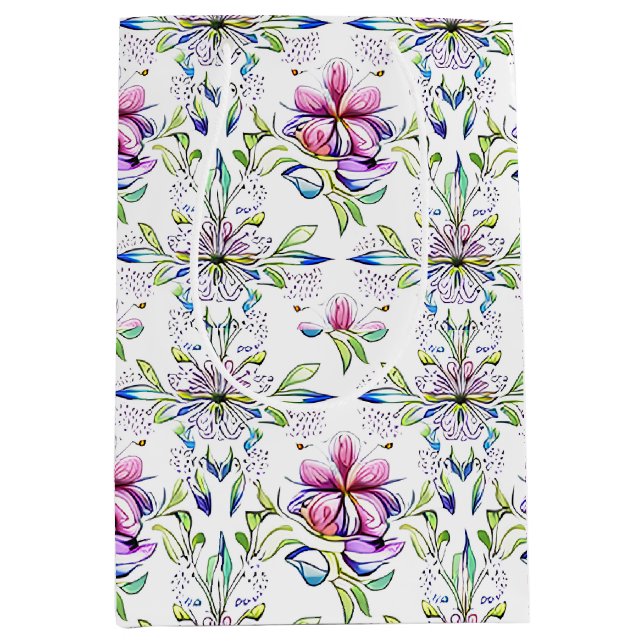 Elegant Soft Orchid Floral Pattern - Stylish  Medium Gift Bag (Front)