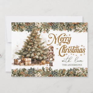Elegant Soft Pastel green and gold Nutcracker Holiday Card