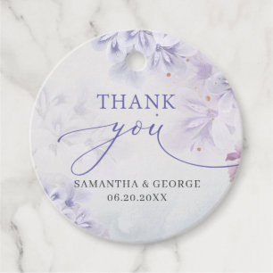 Elegant soft pastel purple spring flowers wedding  favour tags