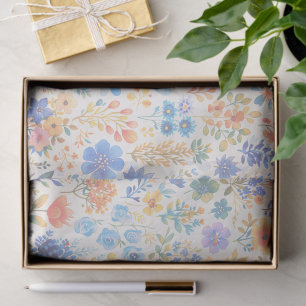 Elegant Soft Pastel Watercolor Botanical Tissue Paper