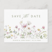 Elegant Soft Pastel Wildflower Boho Save the Date