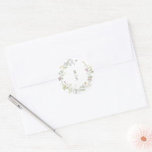 Elegant Soft Pastel Wildflower Botanical Wedding Classic Round Sticker