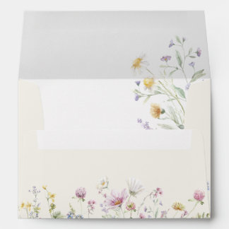 Elegant Soft Pastel Wildflower Botanical Wedding Envelope