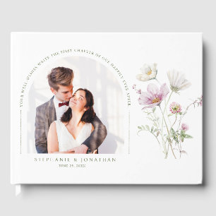 Elegant Soft Pastel Wildflower Botanical Wedding Guest Book
