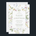 Elegant Soft Pastel Wildflower Botanical Wedding   Invitation<br><div class="desc">Elegant  wedding invitation with details on back featuring a beautiful watercolor wildflower frame in soft pastels. Perfect for a romantic,  nature-inspired celebration or garden-themed wedding. For customisation or additional products featuring this design,  please feel free to contact me.</div>