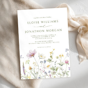 Elegant Soft Pastel Wildflower Botanical Wedding Invitation