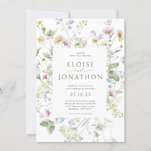 Elegant Soft Pastel Wildflower Botanical Wedding   Invitation