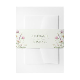 Elegant Soft Pastel Wildflower Botanical Wedding Invitation Belly Band