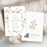 Elegant Soft Pastel Wildflower QR code Wedding
