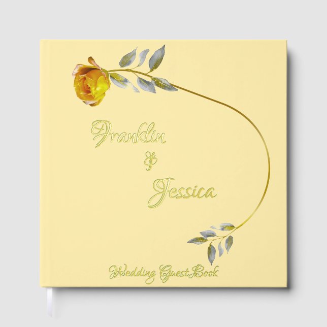 Elegant soft peace rose green & gold oval Wedding Guest Book (Front)