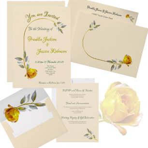 Elegant soft peace rose green & gold oval Wedding Invitation