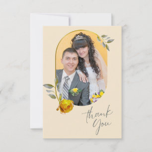 Elegant soft peace rose green & gold oval Wedding Thank You Card