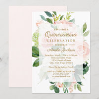 Elegant Soft Peach Bloom Quinceanera Birthday