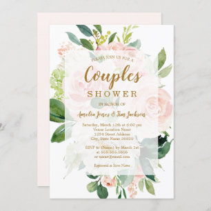 Elegant Soft Peach Bloom Wedding Couples Shower Invitation
