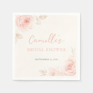 Elegant Soft Peach Floral Bridal Shower Romantic Napkin