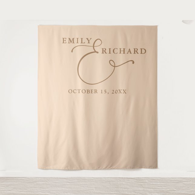 Elegant Soft Peach Wedding Photo Backdrop Tapestry (Front)