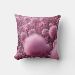 Elegant Soft Pink Botanical Floral Field Aesthetic Cushion