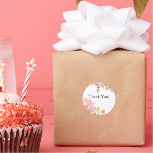 Elegant Soft Pink Bouquet Thank You Classic Round Sticker