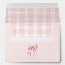 Elegant Soft Pink Bow and Gingham Pattern