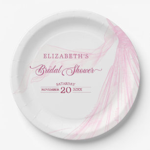 Elegant Soft Pink Bridal Dress Bridal Shower Paper Plate
