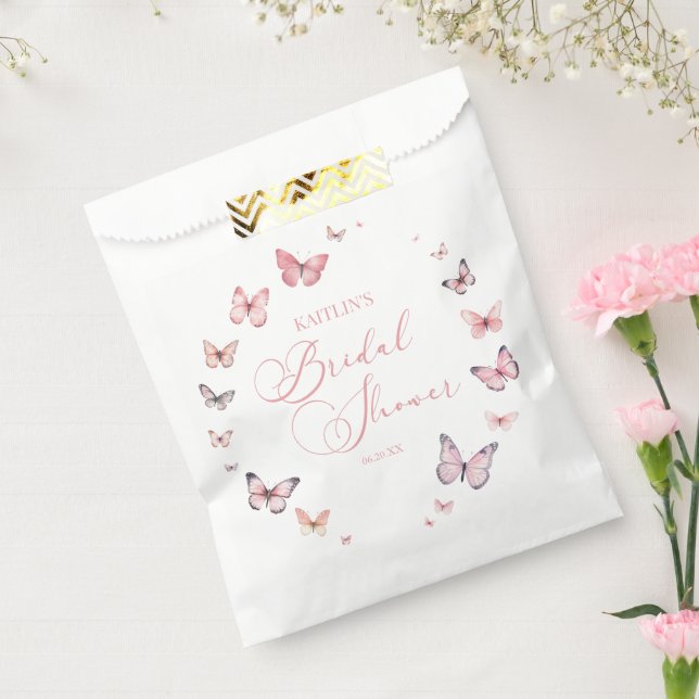 Elegant Soft Pink Butterfly Bridal Shower  Favour Bag (Sealed)