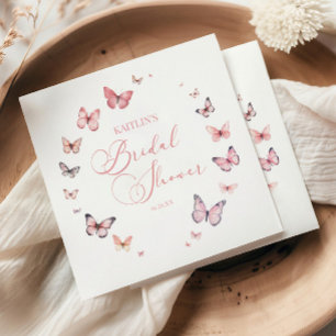 Elegant Soft Pink Butterfly Bridal Shower  Napkin