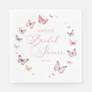 Elegant Soft Pink Butterfly Bridal Shower Napkin