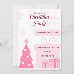 Elegant Soft Pink Christmas Party Invitation Card