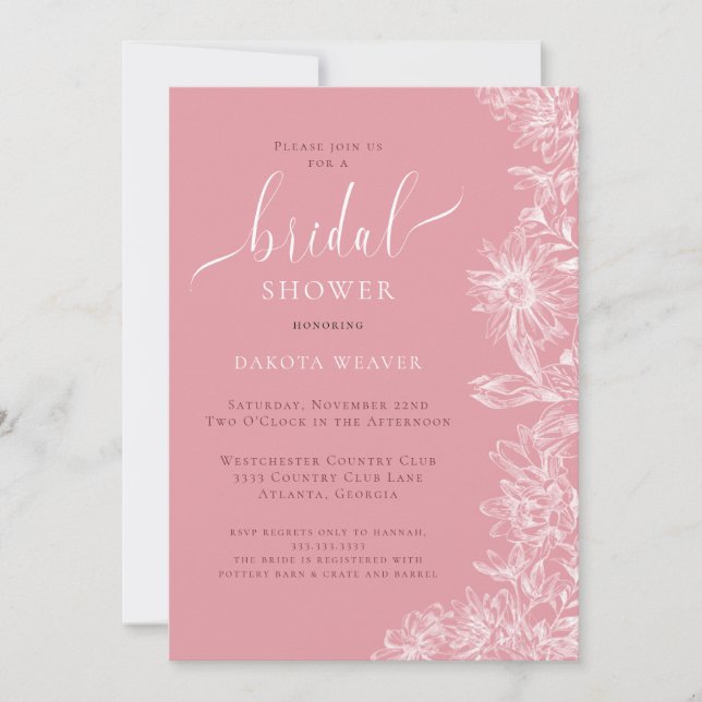 Elegant Soft Pink Floral Bridal Shower  Invitation (Front)