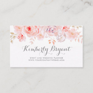 Elegant Soft Pink Floral Watercolor Business Card