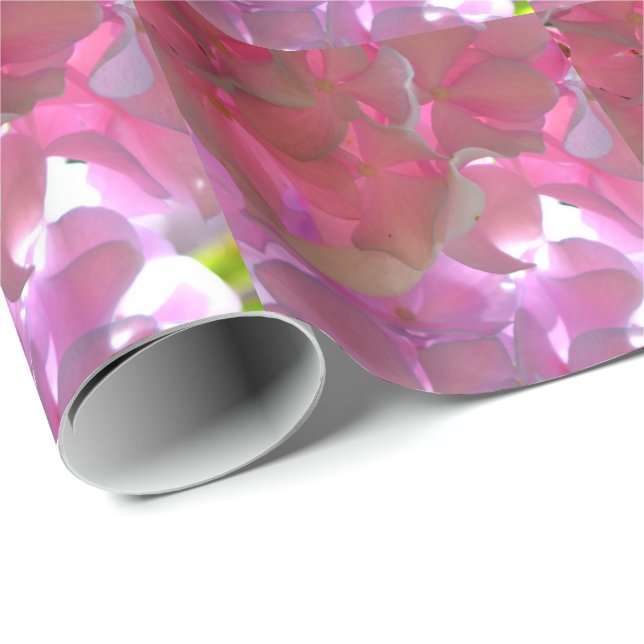 Elegant soft pink florals pink hydrangeas roses wrapping paper (Roll Corner)