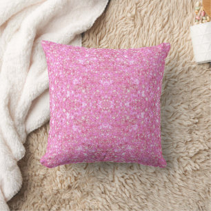 Elegant Soft Pink Fractal Mandala Symmetry Design Cushion