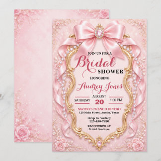 Elegant Soft Pink Jewelled Bridal Shower Invitation