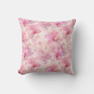Elegant Soft Pink Pastel Flowers Cushion