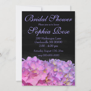 Elegant soft pink purple floral hydrangeas invitation