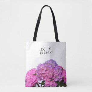 Elegant soft pink purple floral hydrangeas tote bag