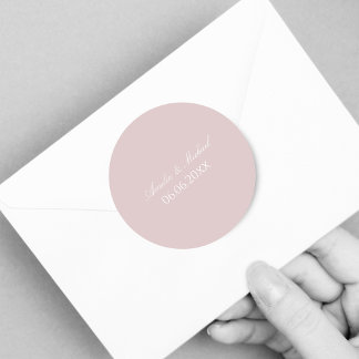 Elegant soft pink save the date classic round sticker