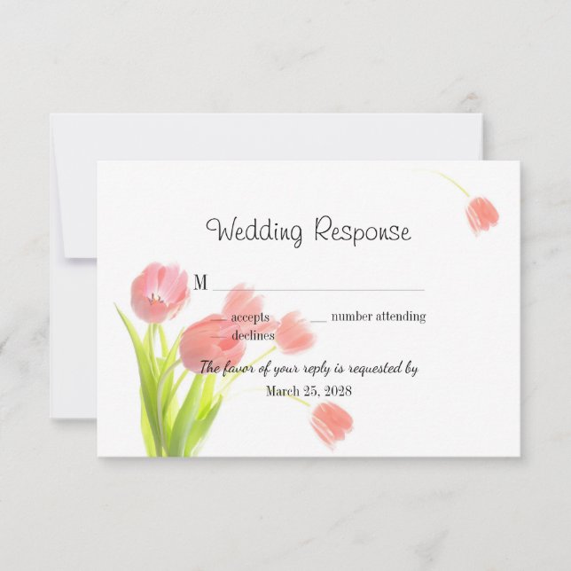 Elegant Soft Pink Tulips RSVP Card (Front)