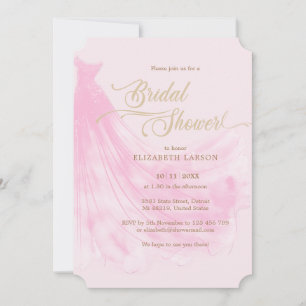 Elegant Soft Pink Wedding Dress Bridal Shower Invitation