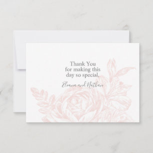 Elegant Soft Pink White Floral Wedding Thank You Card