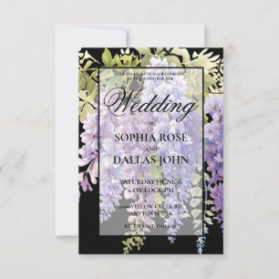 Elegant soft purple blue watercolor wisteria invitation