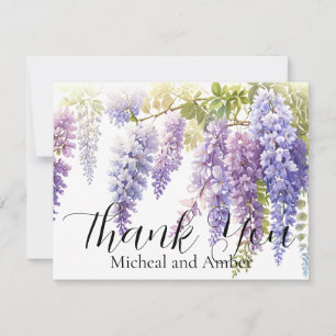 Elegant soft purple blue watercolor wisteria thank you card