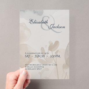 Elegant Soft Romantic Botanical Script Wedding Acrylic Invitations