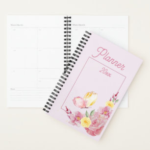 Elegant Soft Romantic Nature Pink Rose & Butterfly Planner