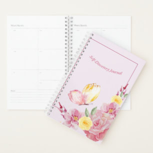 Elegant Soft Romantic Nature Pink Rose Floral & Bu Planner